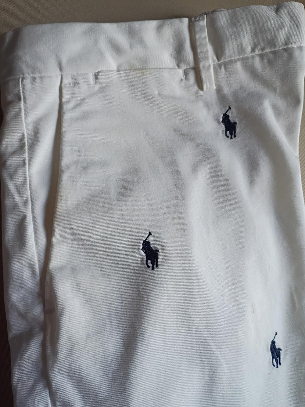 Polo by Ralph Lauren White Pants with Navy Polo Player Embroidery